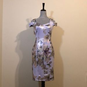 Lilac Purple Metallic Floral Dress
